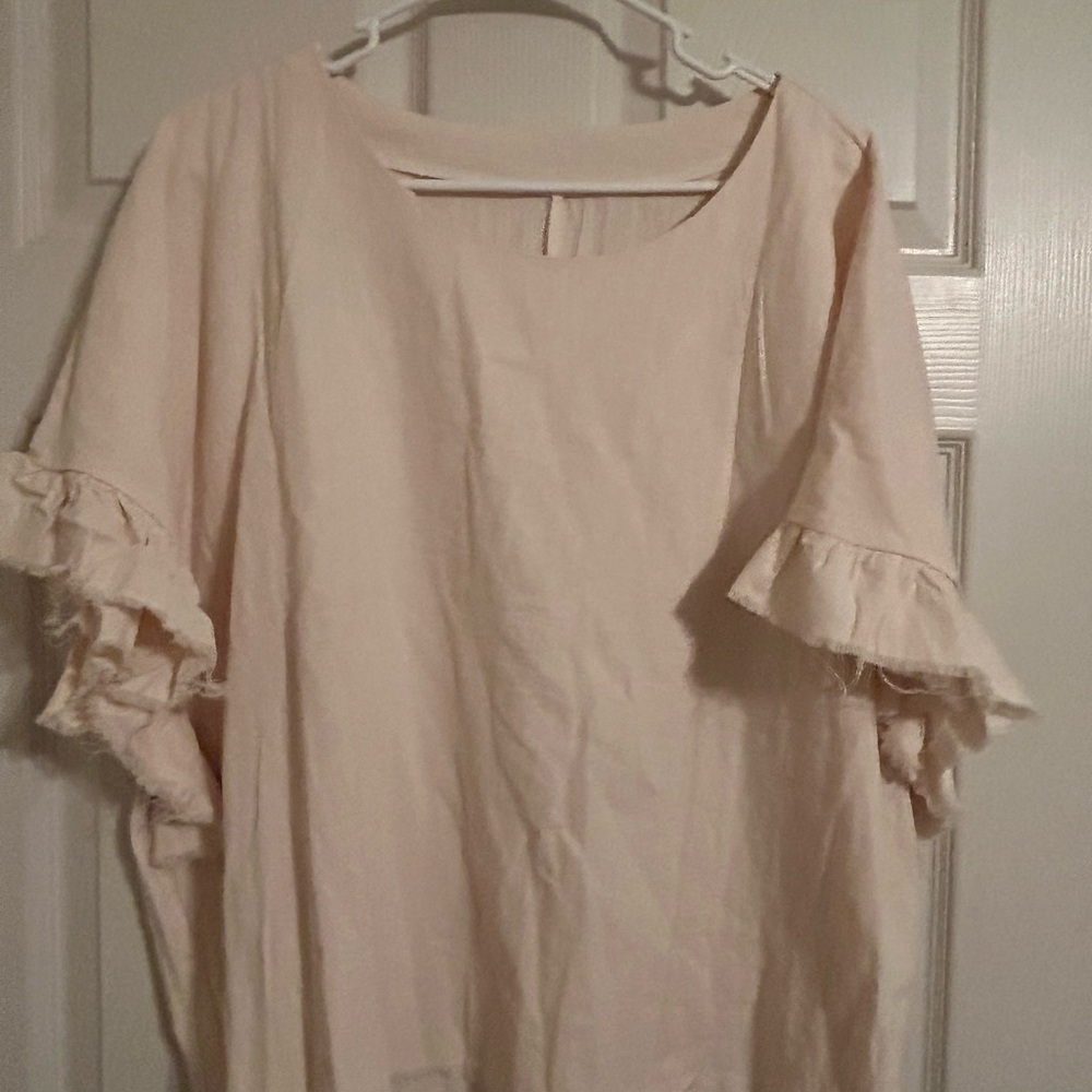 Cream Ruffle Sleeve Blouse